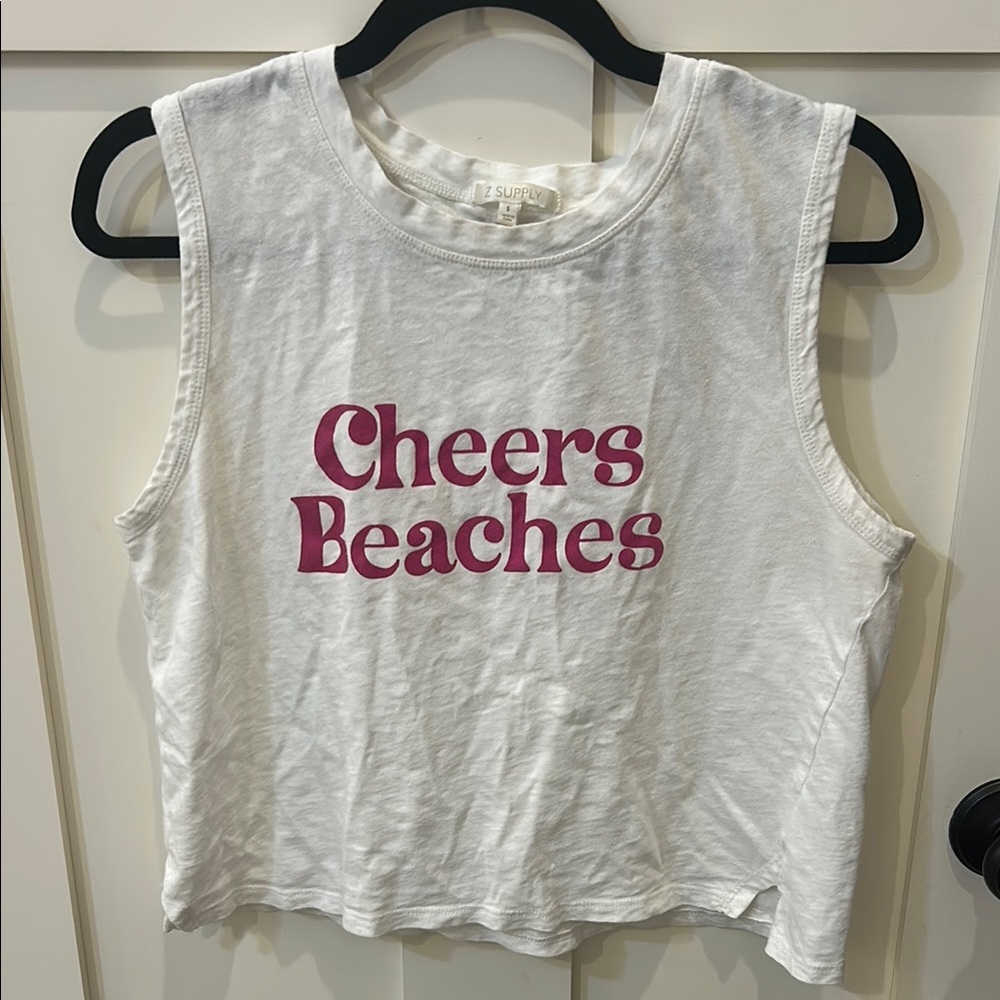 Cheers Beaches White Tank Top